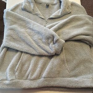 SHEIN curve fuzzy quarter zip jacket